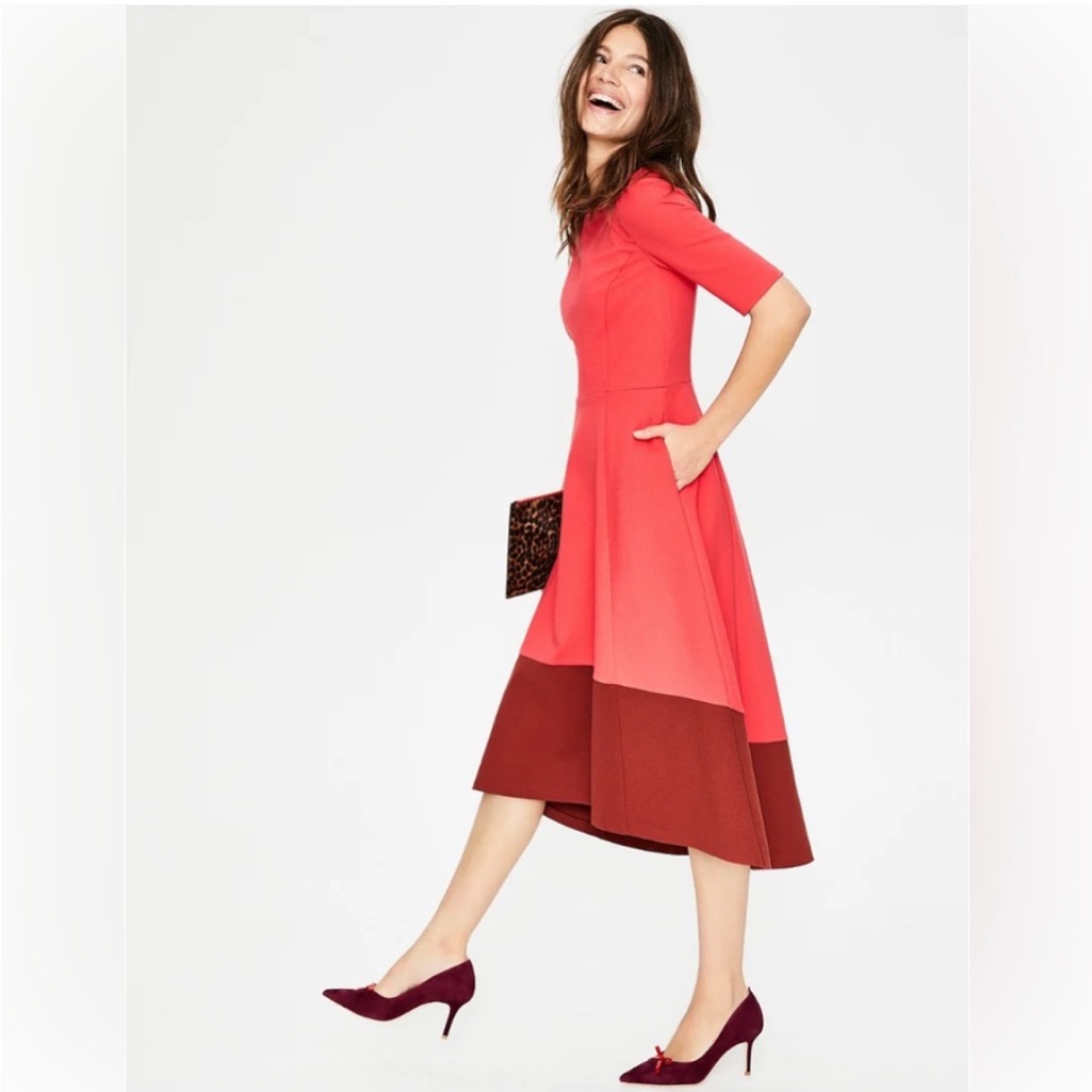 Boden Wren Ponte Knit Colorblock Midi Dress Size Us 4